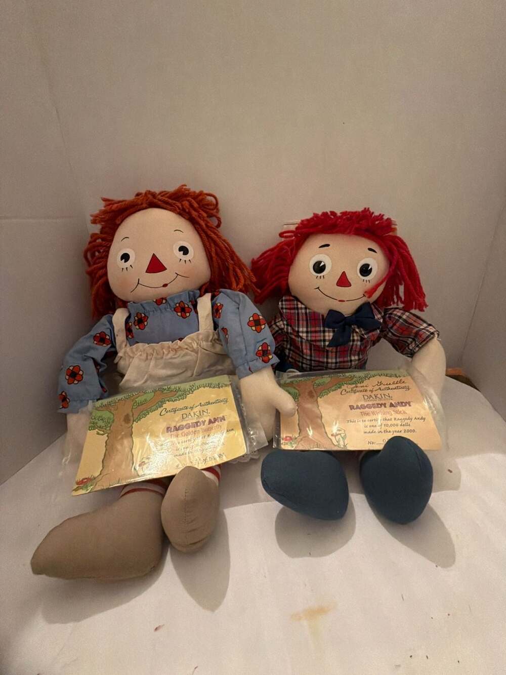 Dakin Raggedy Ann and Raggedy Andy Dolls Set Limited Edition with Certificates